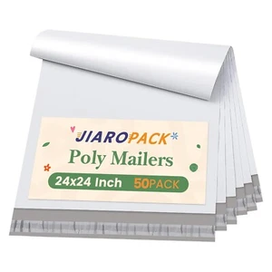 Jiaro Pack Poly Versandtaschen 24x24 50 Stück weiß groß Versandtasche Umschlag selbstklebend - Bild 1 von 7