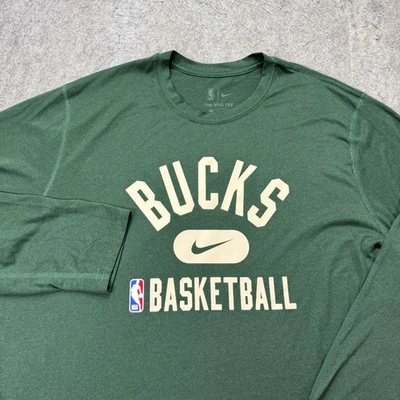 Milwaukee Bucks Nike Shirt Men XL Green Long Sleeve Engineered DRI-FIT Training - Image 1 of 4