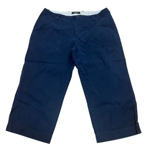 Pantalones capri Eddie Bauer para mujer ajuste vashon azul marino algodón mamá cápsula básica 14P - Imagen 1 de 5