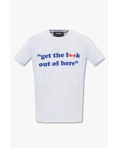Dsquared Graphic Tee Short Sleeve Casual Men Grey Shirts - Picture 1 of 4