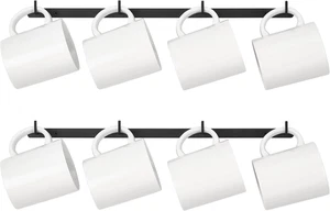 Metal Coffee Mug Rack Wall Mounted with 8 Hooks, Set of 2, Mug Display Rack Cup - Picture 1 of 12