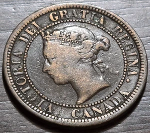 Canada 1882 H 1 Large cent Canadian one Victoria Penny coin Lot #948 - Picture 1 of 2