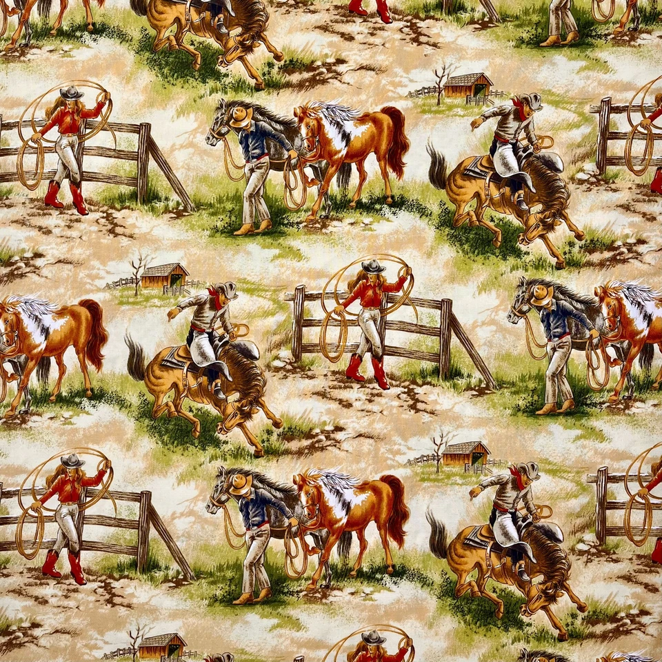 Tela de vaquero Ride 'Em de Fabri-Quilt #8680 1,25 yardas 100 % algodón Foto 1 de 4