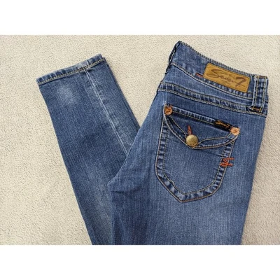 Pantalones de mezclilla Seven 7 para mujer talla 28 tiro bajo azul solapa bolsillo Foto 1 de 4