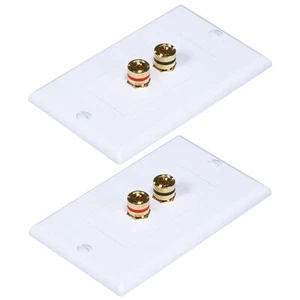 2x Bananenbuchse Polklemme Lautsprecher Audio Surround Sound Wand Frontplatte weiß - Bild 1 von 4