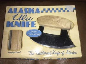 Alaska ULU Traditional Knife of Alaska w/ Stand Back History Wood Handle & Stand - Picture 1 of 7