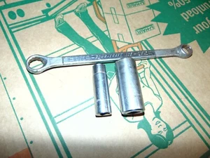 3 Vintage Wards Powr-Kraft 3/8 Drive Sockets & 1/2 9/16 DBE Wrench USA Tool Lot - Picture 1 of 8