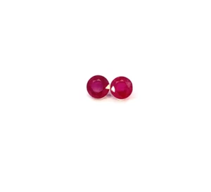 3.72 ct Top Grade Luster "Blood Red" Natural Ruby - 7mm Round 2 pcs - Video !! - Picture 1 of 2