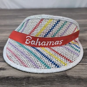 Vintage 70s Rainbow Woven Sun Visor Pride Unisex Golf Tennis Hat Bahamas Poker - Picture 1 of 11