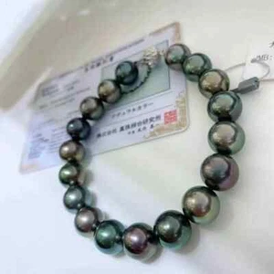 Exquisite AAAA Giant 10-11mm Pure Natural Tahitian Black Pearl Bracelet 7.5-8 in - Picture 1 of 3