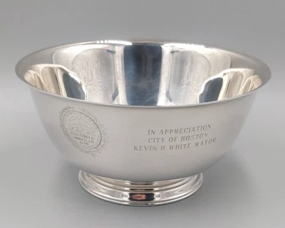 Silverplate Paul Revere Reproduction Bowl Oneida Engraved " Boston Mayor White" - Image 1 of 4