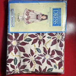 Vtg NOS Daisy Kingdom Dress Homespun Holiday Poinsettia 2 Yards Fabric - Picture 1 of 7