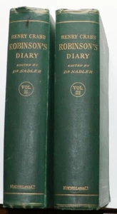 Diary, Reminiscences, and Corresp. of HENRY CRABB ROBINSON 1869 Vol. II and III - Imagen 1 de 8