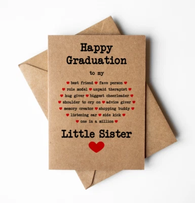 Little sister graduation card, college grad, university grad, school leaver card - Image 1 of 2