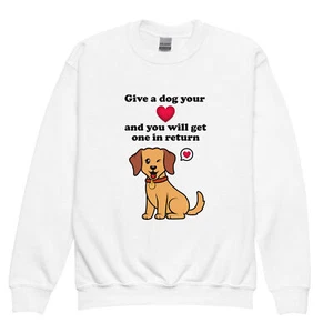Give a Dog your Heart - Youth crewneck sweatshirt for dog lover - Picture 1 of 4
