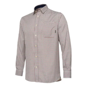 Beretta Men's Ellis Shirt - Ivory & Green Check Shirt Checked Long Sleeved - Picture 1 of 4