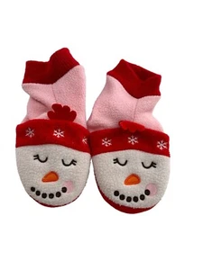 Jumping Beans Toddler Snowman Fleece Slippers Booties 12-24 M Non-Slip Sole a - Picture 1 of 6