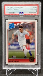 JADON SANCHO 2018 Panini Donruss Soccer Rookie RC Card ENGLAND #189 Graded PSA 8 - Bild 1 von 2