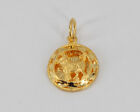 24K Solid Yellow Gold Round Dog Charm Pendant 2.1 Grams 9999
