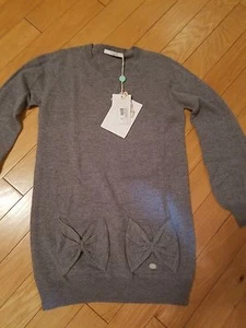 NWT Siviglia wool cashmere  grey sweater dress with 2 bow pockets size S - Picture 1 of 5