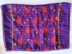 Brightly Colored Red w/ Purple Hats, Silk Feel Scarf 55" x 14" Oblong 20 x 58" - Picture 1 of 6