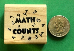 Estampilla de goma ""Math Counts"" del maestro, montada en madera - Imagen 1 de 1