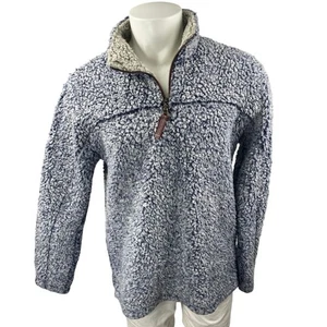 True Grit Herren blau Faux Sherpa Langarm Viertel Reißverschluss Teddy Pullover Oberteil Gr. M - Bild 1 von 4
