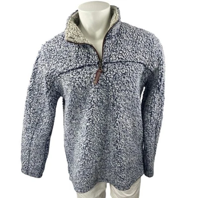 Suéter Top True Grit Para Hombre Azul Imitación Sherpa Manga Larga Cuarto Cremallera Peluche Talla M Foto 1 de 4