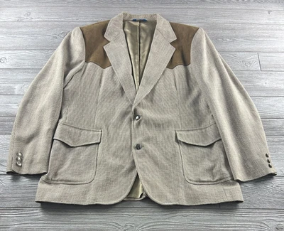 Abrigo deportivo de lana Pendleton estampado 2 botones para hombre talla 48 parches largos en el codo Foto 1 de 4