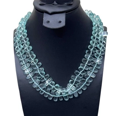 Talbots Turquoise Glass Beaded Necklace Aquamarine Heavy Sea Glass Look Blue - Image 1 of 4