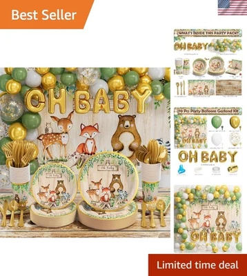 Woodland Baby Shower Party Supplies Boy Girl Gender Reveal Decorations 247 PC... - Image 1 of 4