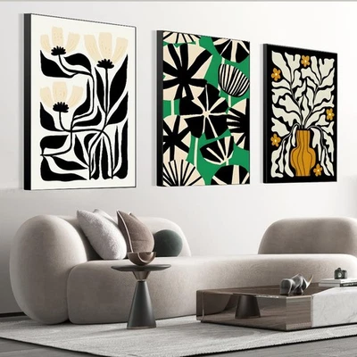 Contemporary Minimalist Wall Art 16 "X 24" Set of 3 Abstract Natural World Fa... - Image 1 of 4