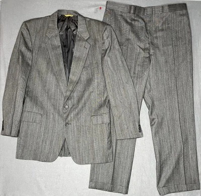 "Traje forrado para hombre Kuppeheimer edición Premier gris tweed rayas 44L/38"" cintura" Foto 1 de 4