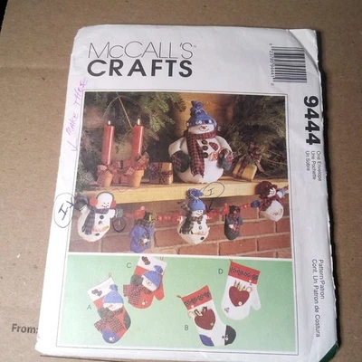 S76- McCalls 9444, Uncut pattern, Christmas, Snowmen + Mittens - Image 1 of 3
