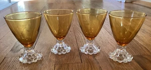 4 Vintage Anchor Hocking Berwick Boopie Amber 3.75" Liquor Cocktail Glasses - Picture 1 of 6