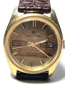 Vintage Jean Cardot Watch. Not Running. As Is. Parts Only. Brown Band. - Picture 1 of 8