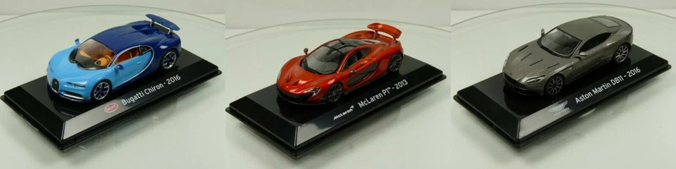 LOT SC4/SC5/SC3 1/43 SALVAT Supercars ASTON DB11 + McLaren P1 + Bugatti Chiron - Immagine 1 di 1