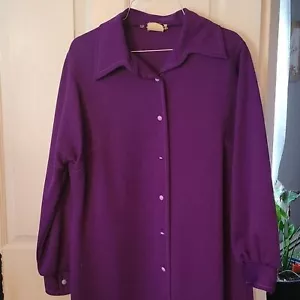 Vintage 70er Jahre lila Kleid Langarm Kragen Lavendelnähte - Gr. Large L - Bild 1 von 7