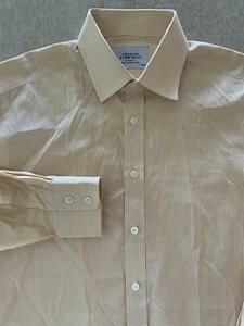 Charles Tyrwhitt Mens Sz L /33 Orange Striped Dress Shirt Long Sleeve Button Up - Picture 1 of 9