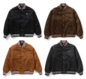 A BATHING APE Men's SOLID CAMO JACQUARD NYLON REVERSIBLE BOMBER PADDED JACKET b - Picture 1 of 22
