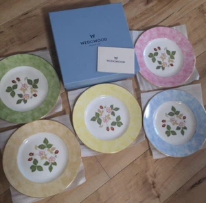 Wedgwood Wild Strawberry Full Rim Plate Set of 5 Colors 20.5cm w/Box - Picture 1 of 8