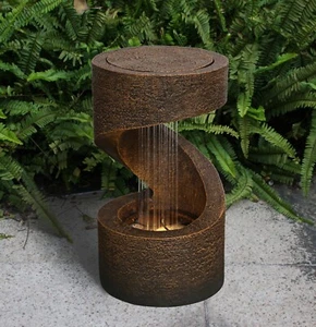 14" H Resin Waterfall Fountain W/LED Home Garden Tabletop Decor Indoor/Outdoor - Picture 1 of 6
