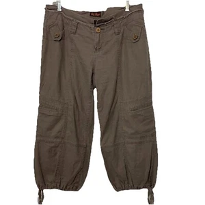 Vintage Y2K Linen Barrel Pants Size 11 Womens Brown Balloon Cargo Capri BeBop - Picture 1 of 10