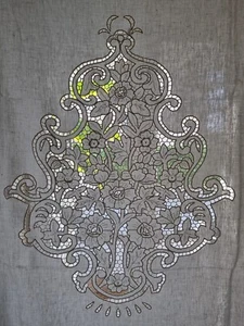 Sehr edler Vorhang aus reinem Leinen schöne Stickerei handgeschnitzt 245x310cm - Bild 1 von 18