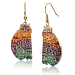 Rainbow Cats Laurel Burch Earrings Bright Enamel Colors - 5026 - Picture 1 of 1
