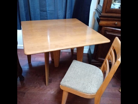 Original Heywood Wakefield Mid-Century Drop Leaf Table with 4 Chairs Cover