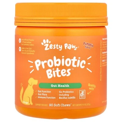 Zesty Paws Probiotic Bites for Dogs  Pumpkin Flavored 90 Soft Chews 08/2026 - Image 1 of 2