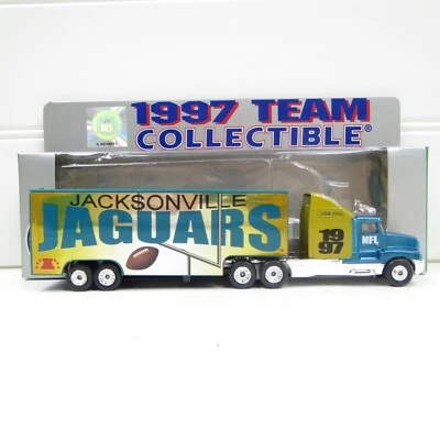 JACKSONVILLE JAGUARS - VINTAGE 1997 MATCHBOX NFL 1:80 KENWORTH TRACTOR TRAILER - Image 1 of 4