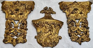 3 Antik Barock Beschläge Adel groß H 15 cm x B 12 cm Zinnguss um 1750 selten - Bild 1 von 3