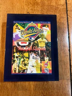 1997 MLB BASEBALL WORLD SERIES PAPERWEIGHT VIP PACKAGE PICTURES INDIANS MARLINS - Image 1 of 2